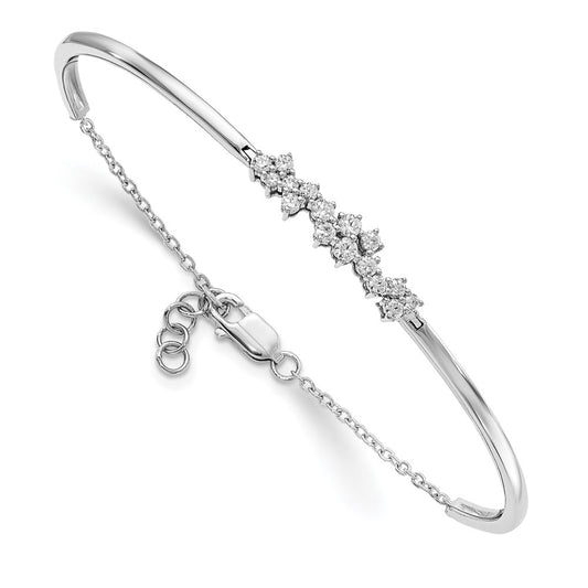 14k White Gold Natural Diamond Bangle Bracelet