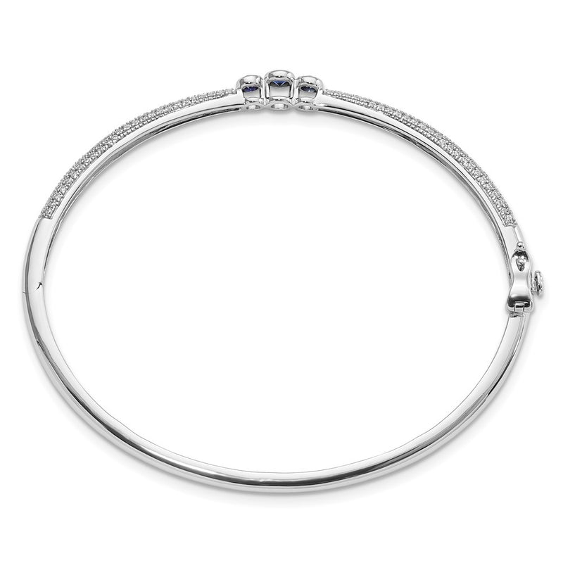 14k White Gold Ruby and Natural Diamond Bangle