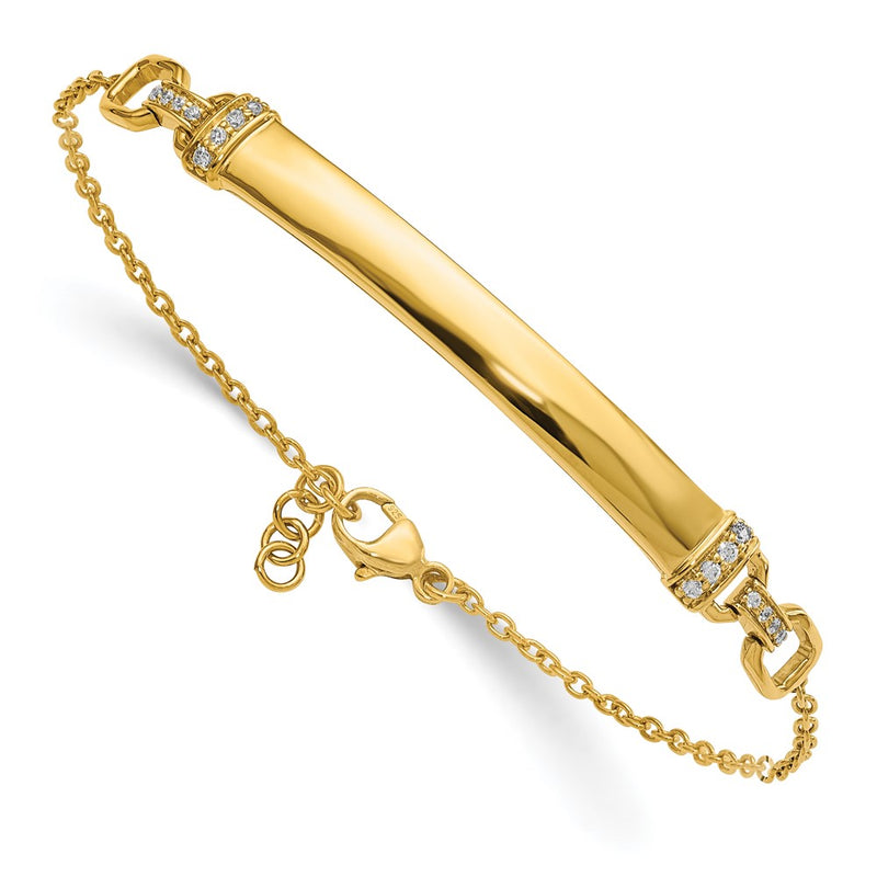 14k Yellow Gold Natural Diamond ID Bracelet