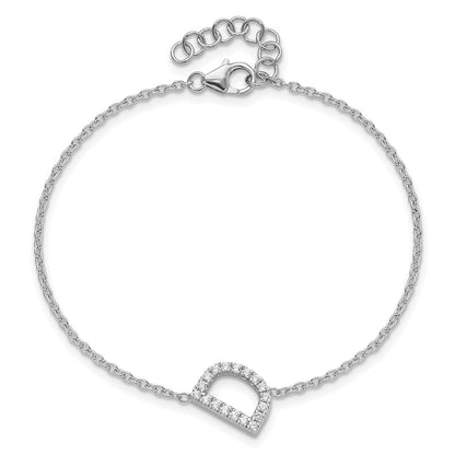 14KW Natural Diamond Sideways Letter D w/ 1in ext. Bracelet