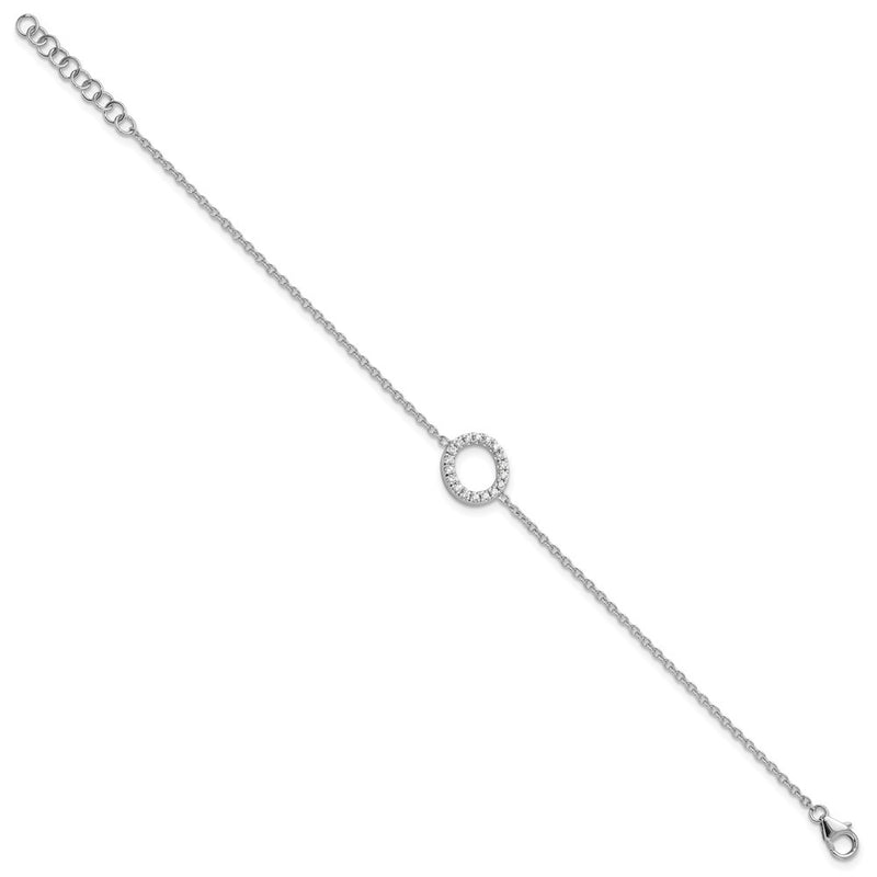 14KW Natural Diamond Sideways Letter O w/ 1in ext. Bracelet