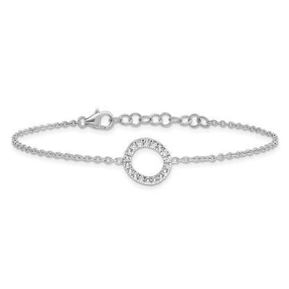 14KW Natural Diamond Sideways Letter O w/ 1in ext. Bracelet