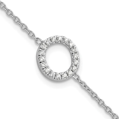 14KW Natural Diamond Sideways Letter O w/ 1in ext. Bracelet
