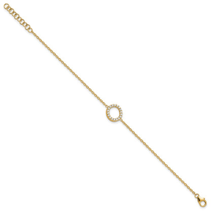 14k Yellow Gold Natural Diamond Sideways Letter O w/ 1in ext. Bracelet