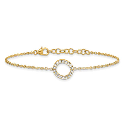 14k Yellow Gold Natural Diamond Sideways Letter O w/ 1in ext. Bracelet
