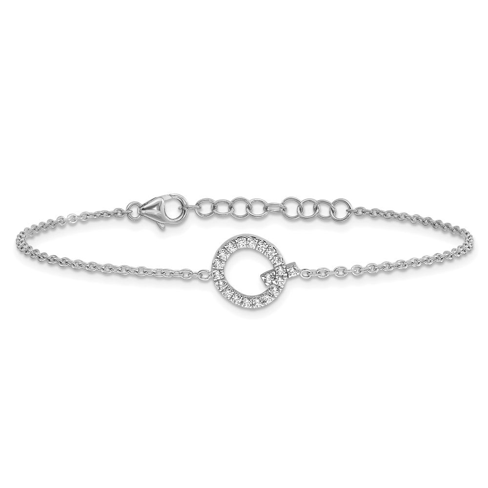 14KW Natural Diamond Sideways Letter Q w/ 1in ext. Bracelet