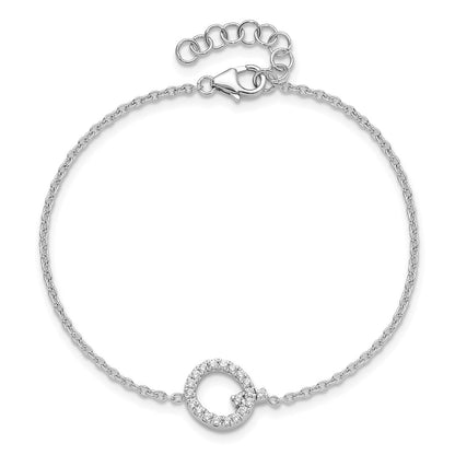 14KW Natural Diamond Sideways Letter Q w/ 1in ext. Bracelet