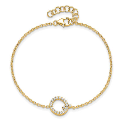 14k Yellow Gold Natural Diamond Sideways Letter Q w/ 1in ext. Bracelet
