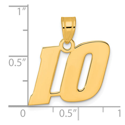 14k Yellow Gold Polished Block Number 10 Pendant