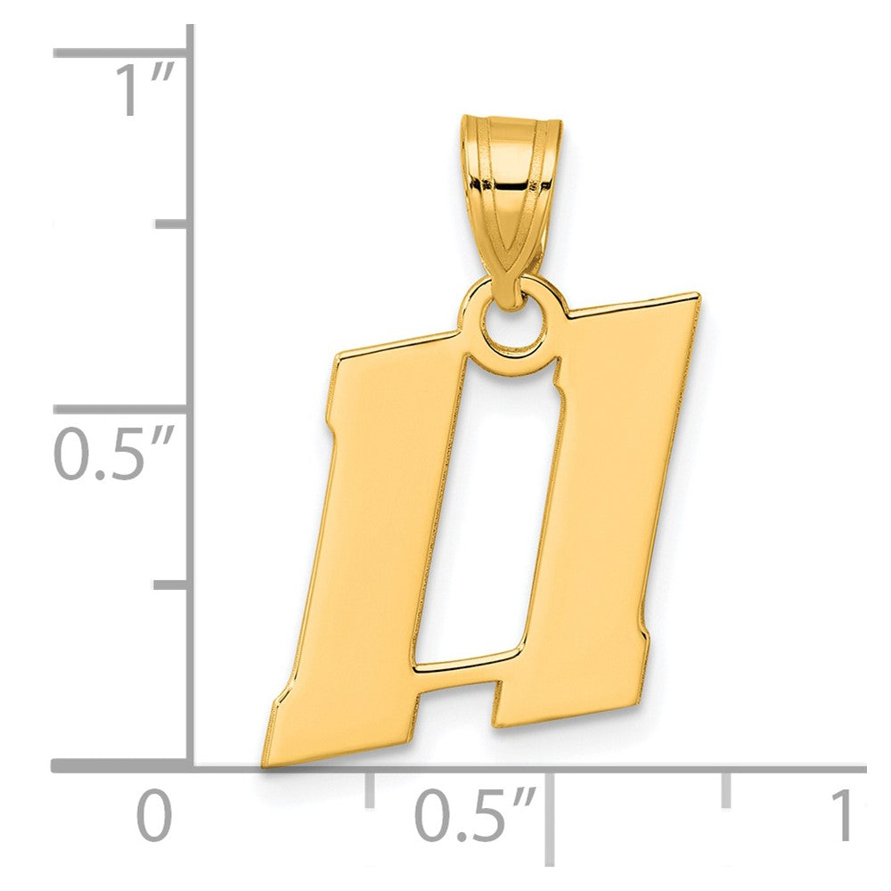 14k Yellow Gold Polished Block Number 11 Pendant