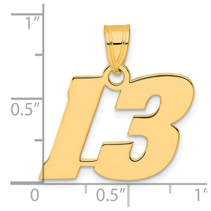 14k Yellow Gold Polished Block Number 13 Pendant