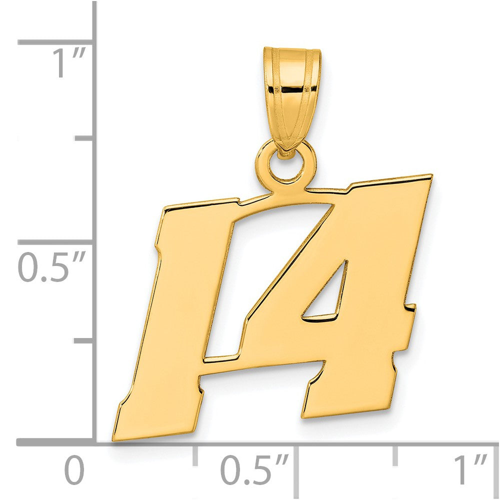 14k Yellow Gold Polished Block Number 14 Pendant