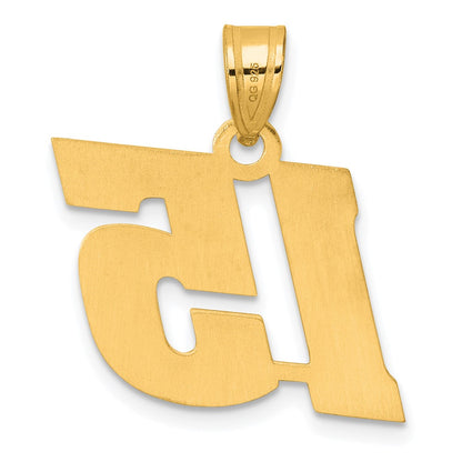 14k Yellow Gold Polished Block Number 15 Pendant