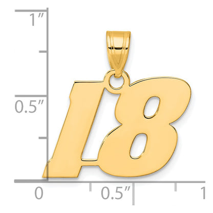 14k Yellow Gold Polished Block Number 18 Pendant
