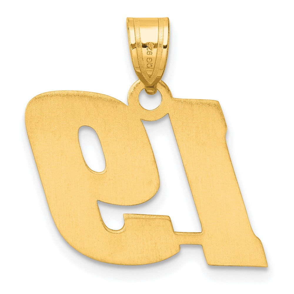 14k Yellow Gold Polished Block Number 19 Pendant