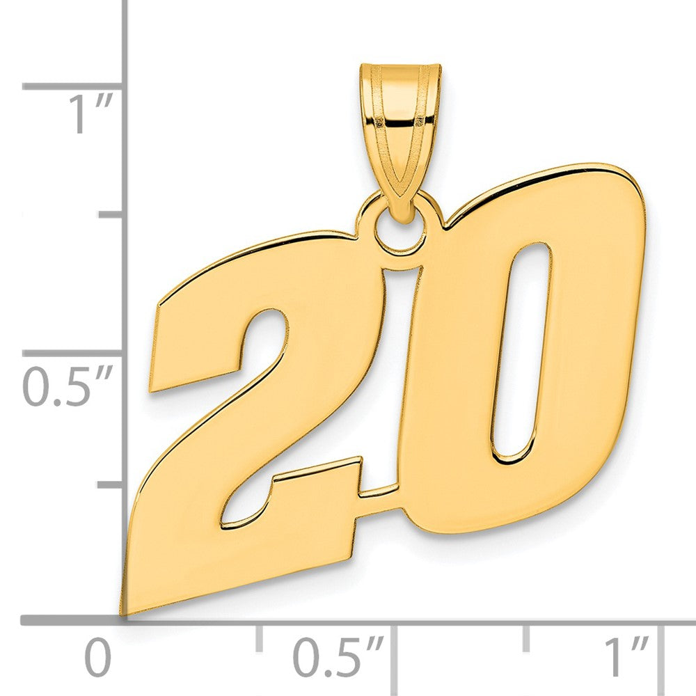 14k Yellow Gold Polished Block Number 20 Pendant