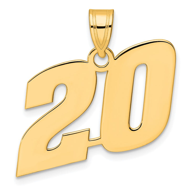 14k Yellow Gold Polished Block Number 20 Pendant