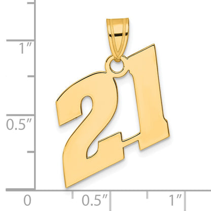 14k Yellow Gold Polished Block Number 21 Pendant