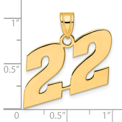 14k Yellow Gold Polished Block Number 22 Pendant