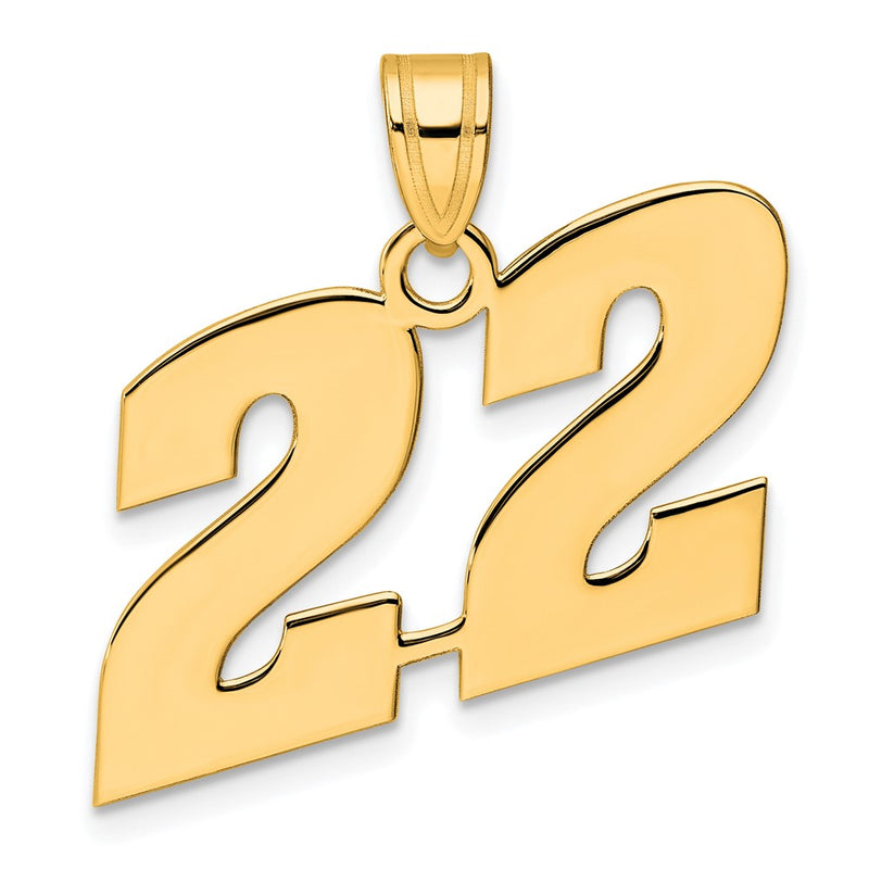 14k Yellow Gold Polished Block Number 22 Pendant
