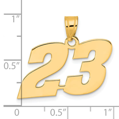 14k Yellow Gold Polished Block Number 23 Pendant
