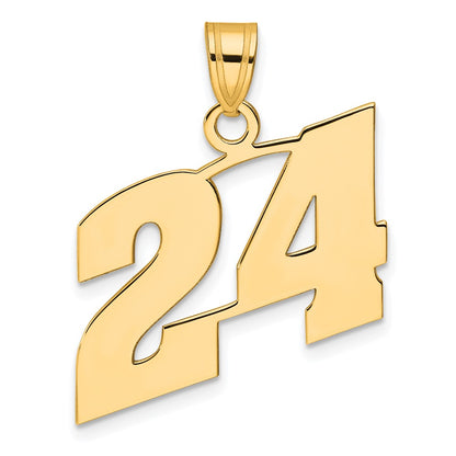 14k Yellow Gold Polished Block Number 24 Pendant