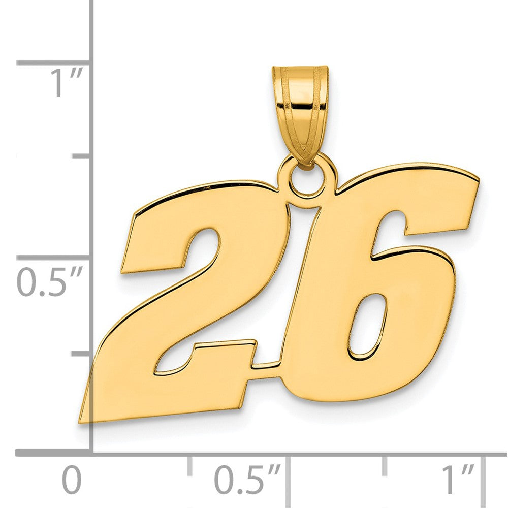 14k Yellow Gold Polished Block Number 26 Pendant