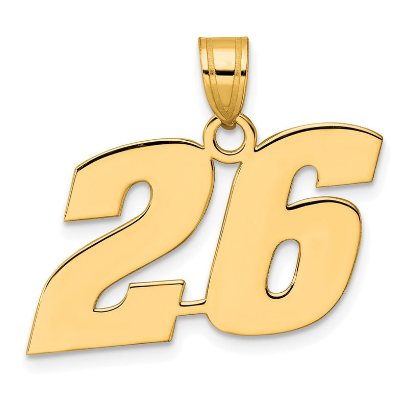 14k Yellow Gold Polished Block Number 26 Pendant