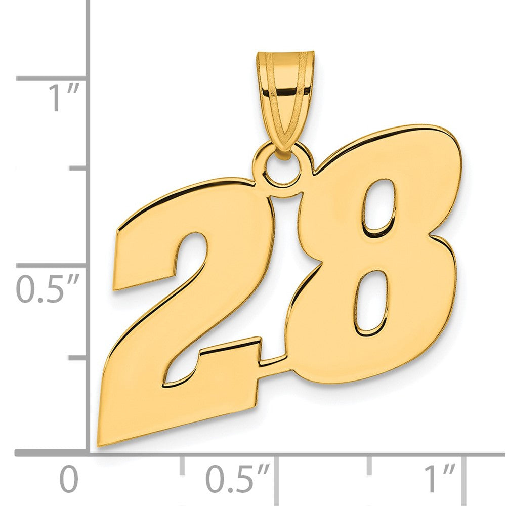 14k Yellow Gold Polished Block Number 28 Pendant