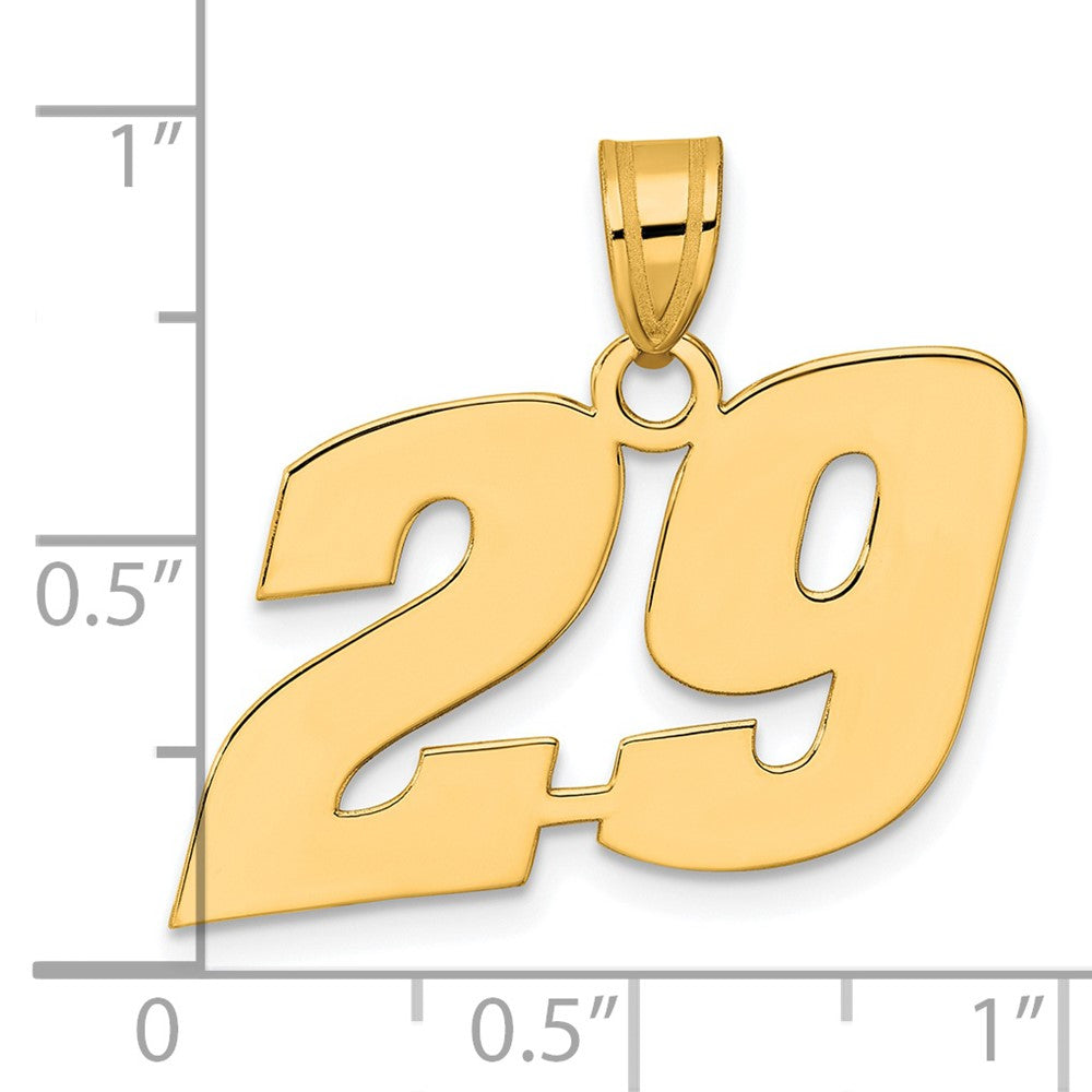 14k Yellow Gold Polished Block Number 29 Pendant