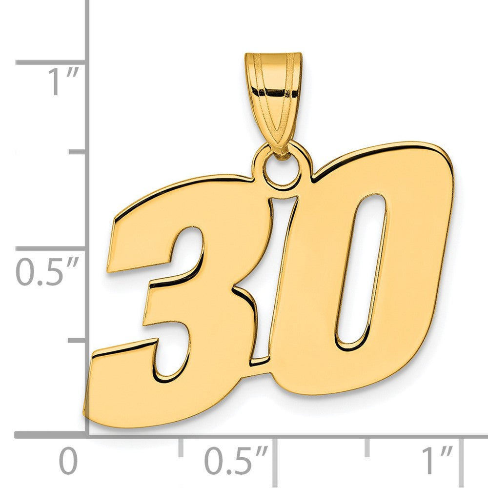 14k Yellow Gold Polished Block Number 30 Pendant