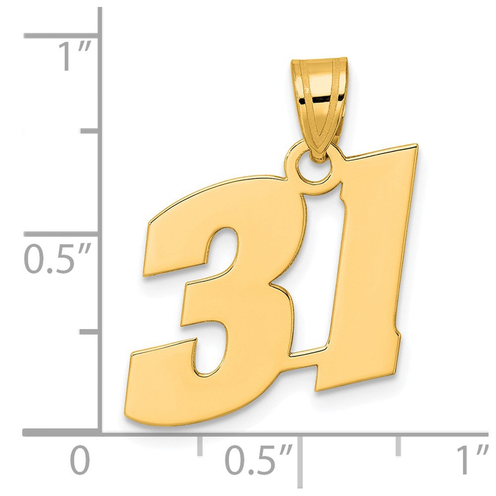14k Yellow Gold Polished Block Number 31 Pendant