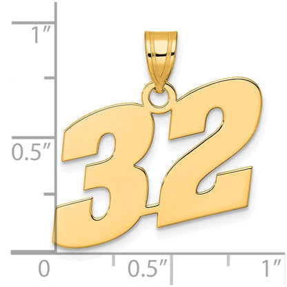 14k Yellow Gold Polished Block Number 32 Pendant