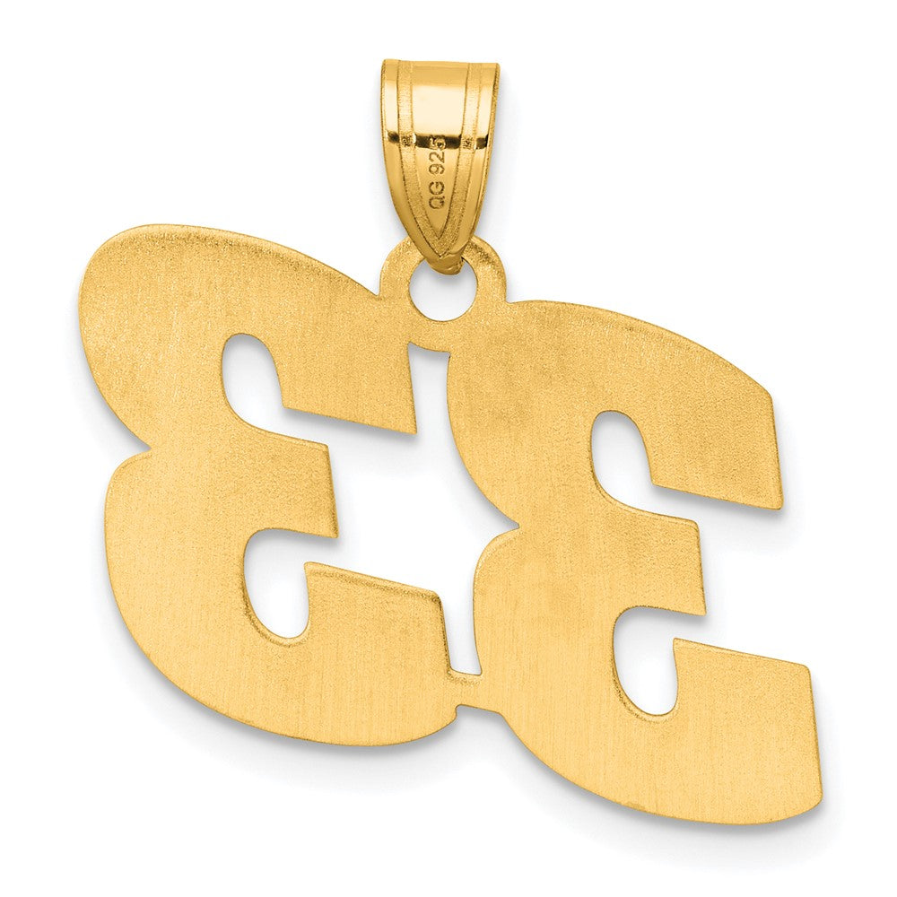 14k Yellow Gold Polished Block Number 33 Pendant