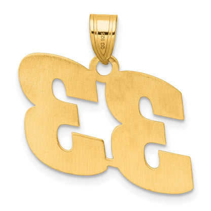 14k Yellow Gold Polished Block Number 33 Pendant