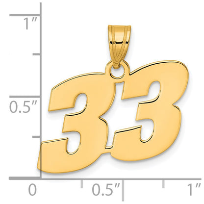 14k Yellow Gold Polished Block Number 33 Pendant