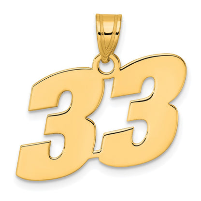 14k Yellow Gold Polished Block Number 33 Pendant