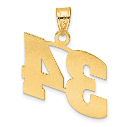 14k Yellow Gold Polished Block Number 34 Pendant