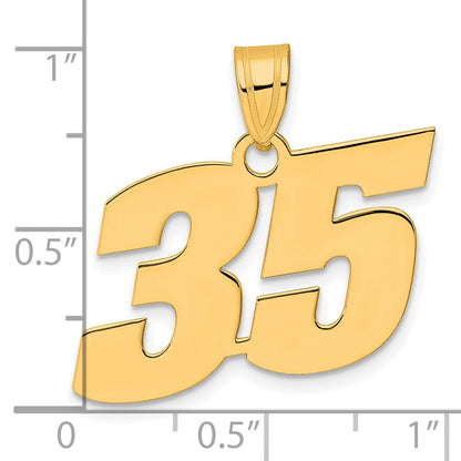 14k Yellow Gold Polished Block Number 35 Pendant