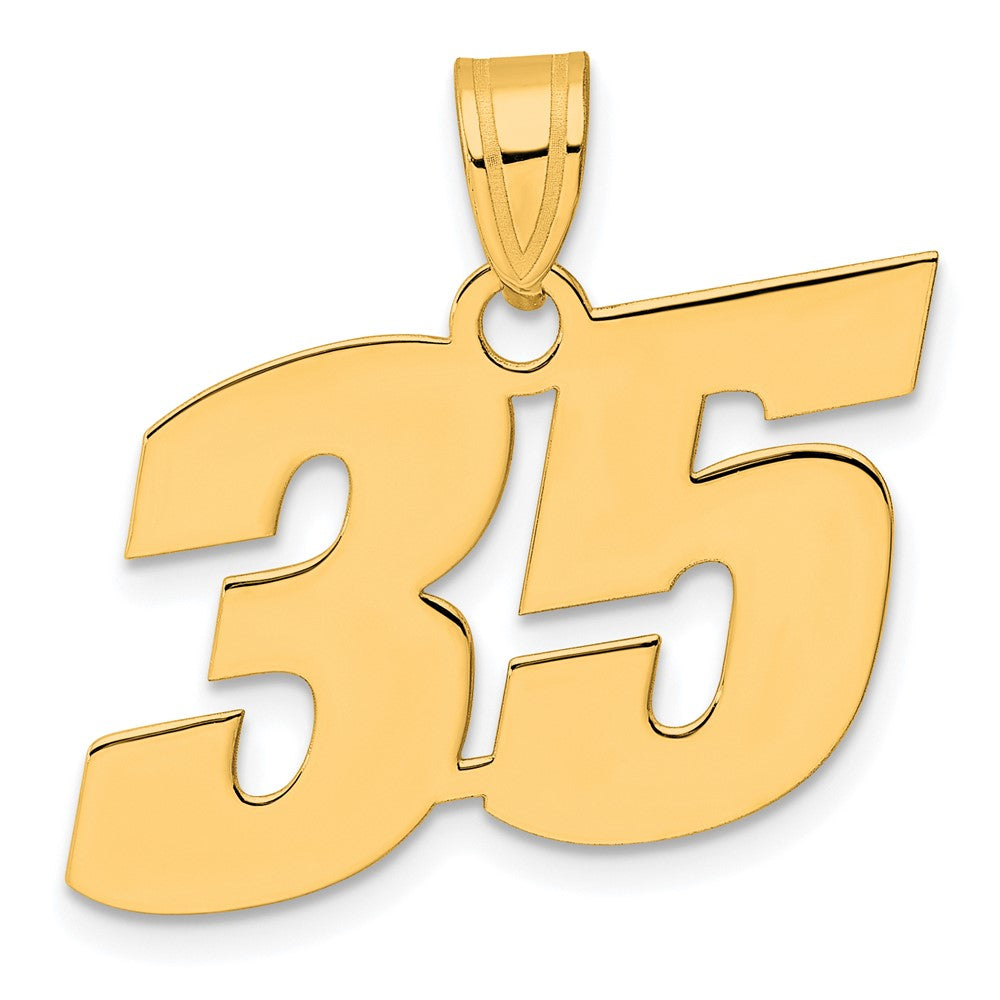 14k Yellow Gold Polished Block Number 35 Pendant