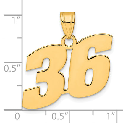 14k Yellow Gold Polished Block Number 36 Pendant
