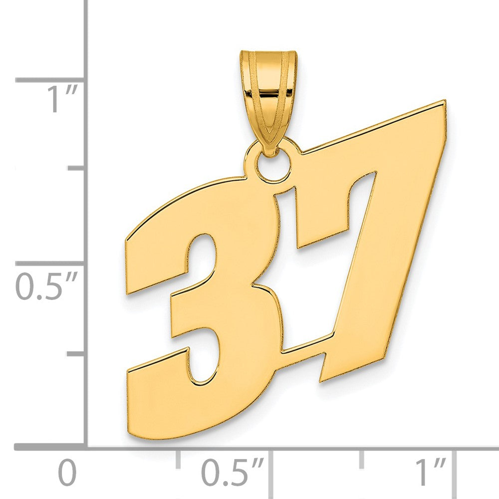 14k Yellow Gold Polished Block Number 37 Pendant