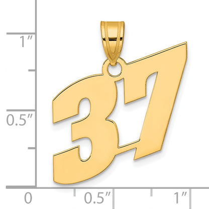14k Yellow Gold Polished Block Number 37 Pendant