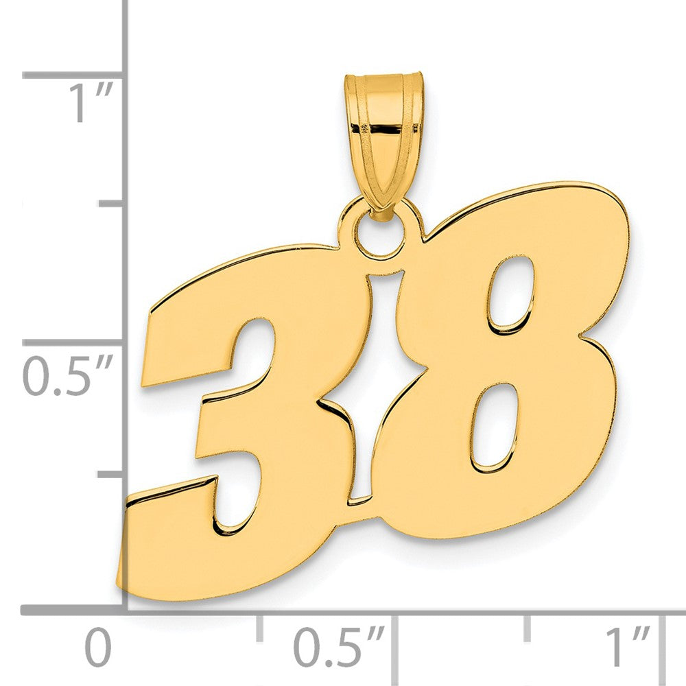 14k Yellow Gold Polished Block Number 38 Pendant