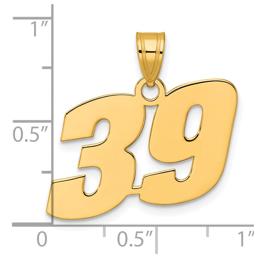 14k Yellow Gold Polished Block Number 39 Pendant