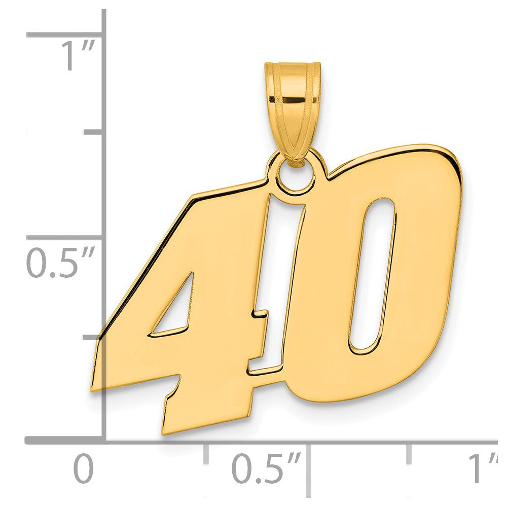 14k Yellow Gold Polished Block Number 40 Pendant