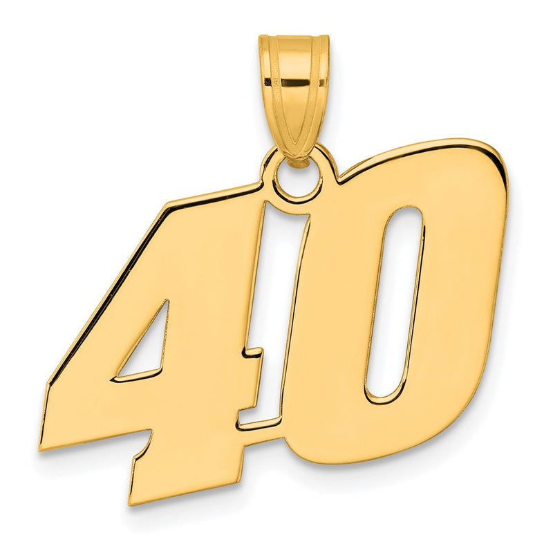 14k Yellow Gold Polished Block Number 40 Pendant
