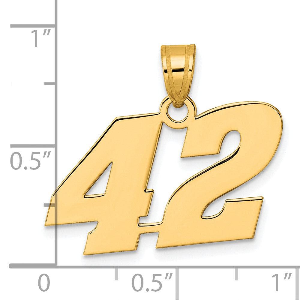 14k Yellow Gold Polished Block Number 42 Pendant