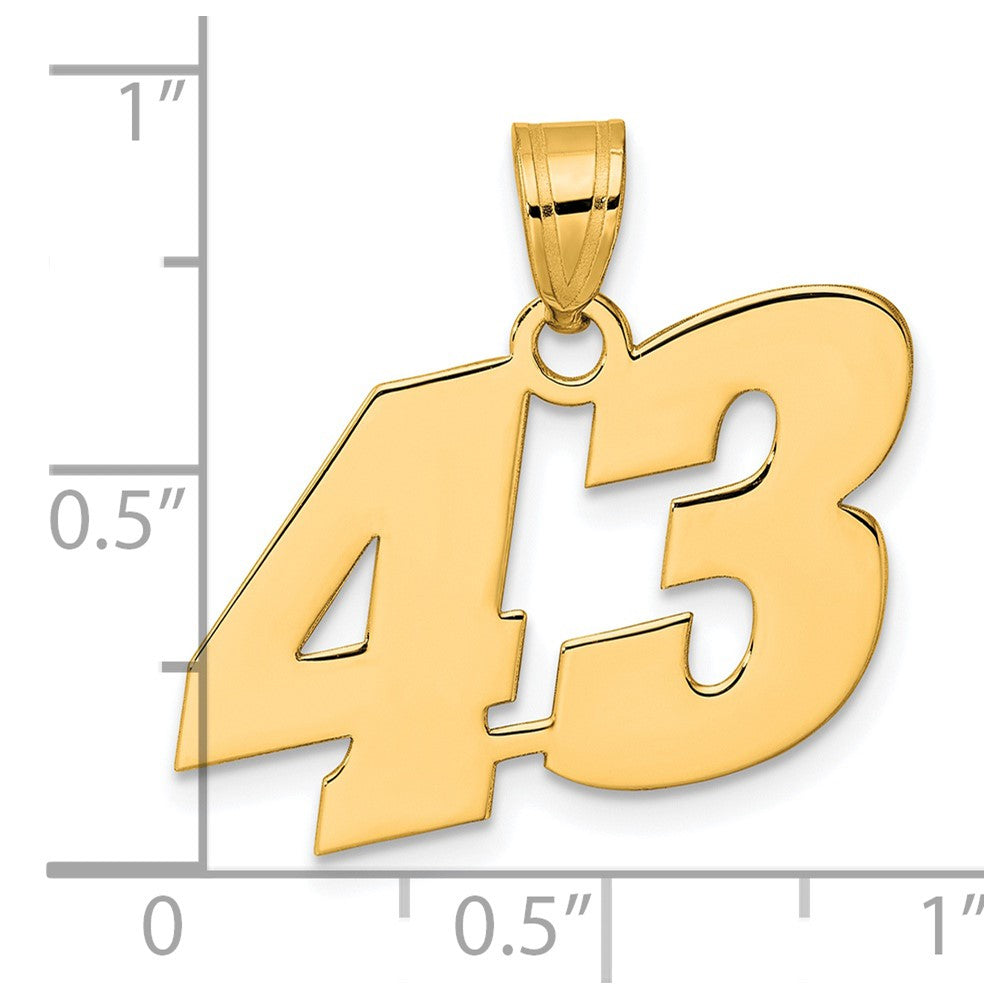 14k Yellow Gold Polished Block Number 43 Pendant