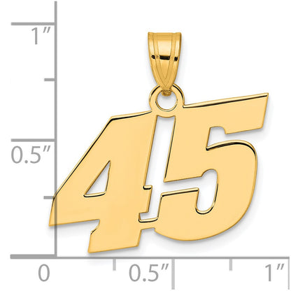 14k Yellow Gold Polished Block Number 45 Pendant
